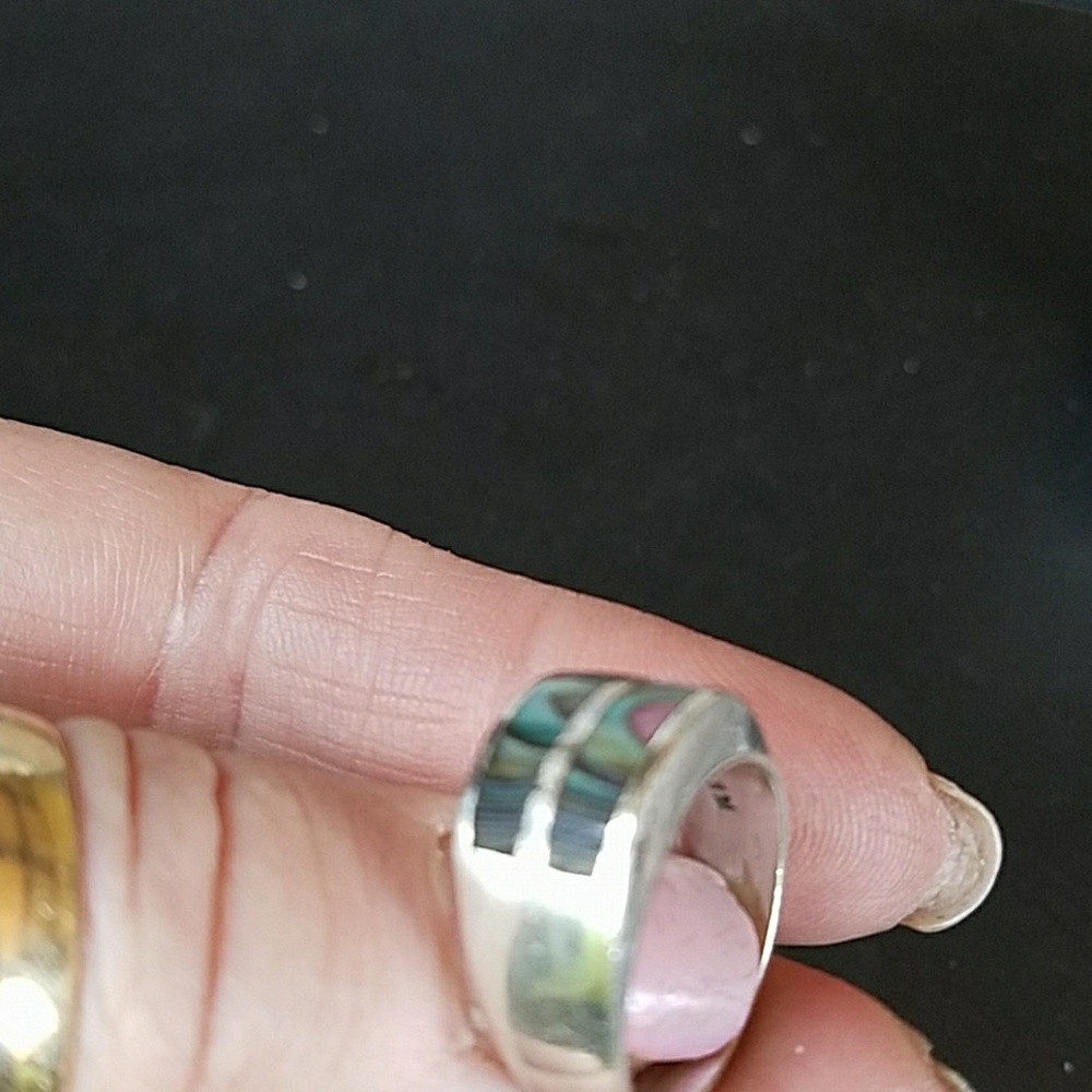 Sterling Silver Abalone Shell Ring - image 4